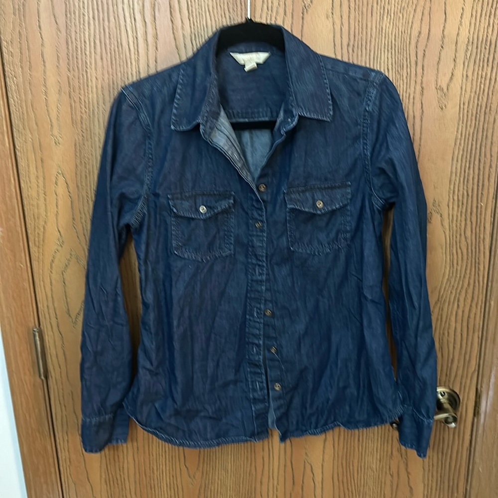Banana Republic denim linen button down shirt